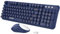 Keyboard and Mouse Wireless,Retro Typewriter Wireless Computer Keyboard Mouse Combo,Full Size 2.4G Cordless Round Keycaps Keyboard with Cute Mouse Set for PC Windows Laptop Home Office-Dark Blue