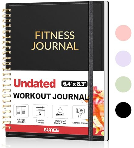 Fitness Journal Workout Planner for Women & Men, A5 (6.4 x 8.3) Workout Journal Log Book Planner Gift for Track Gym Essentials, Home Workouts, Track Progress, Achieve Wellness Goals, Black