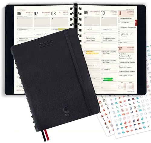 colortouch Terminplaner 2026, Kalender A5, Wochenplaner mit Softcover, Taschenkalender Ringbuch, 30 Minuten-Intervalle Planer mit 2 Blatt Aukfleber auf Deutsch, Buchkalender 14 Monate (Nov 25-Dez 26)
