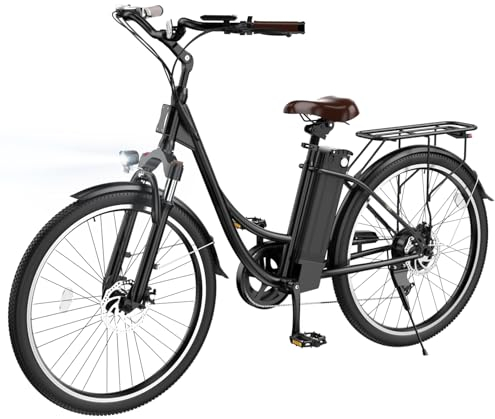 Finbike Elektrofahrrad mit Abnehmbarer 36V 10.4Ah Akku Bis zu 90KM, 26 Zoll E Bike mit 7 Gang Getriebe für Herren Damen Pendler Reisen Übung,60N.m 250W Motor Elektro Fahrrad mit LCD-Display