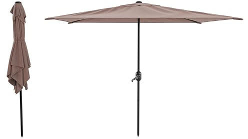 Bricozone Ombrellone da Giardino Rettangolare 3 x 2 M con Apertura a Manovella Air Vent Anti UV Idrorepellente per Terrazzo Balcone Mare Spiaggia Piscina Tortora