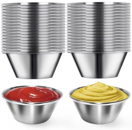 Artcome 36 Pack Stainless Steel Condiment Sauce Cups Great for Dipping and Portion Cups, 1.5 oz