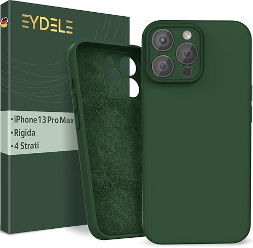 EYDELE 4-Lagige Hülle für iPhone 13 Pro Max - Gummierte Handyhülle mit Soft Inlay | Hardcase Cover | Silicone Coating - Schutzhülle in Tannengrün