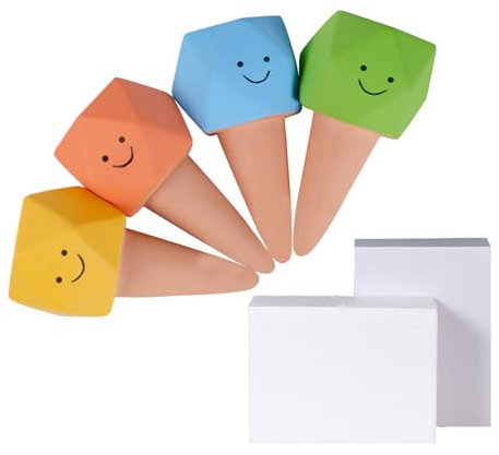 Lot de 4 cônes d'arrosage automatiques en terre cuite avec visages ludiques pour enlever le désordre et l'entretien des plantes