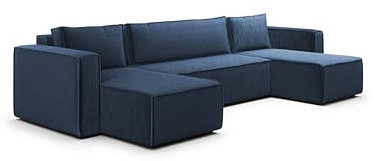 KEF-MEBLE Ecksofa Porto – U-Form – 309x88x185 cm – Mit Schlaffunktion – Liegefläche 135x276 cm – Stauraum für Bettwäsche – Wellenfederung und Schaumstoff - Poso 5