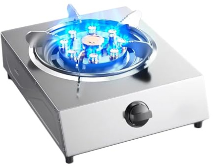 Cuisinière à gaz 1 tête 5,2 kW puissance de feu en acier inoxydable support de pot tout en cuivre four de conversion de gaz liquéfié au gaz naturel avec protection contre l'extinction(LPG)