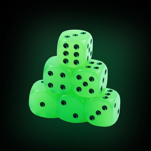 6 Stück 25mm Spielwürfel Leuchten im Dunkeln Würfel,Dice Würfel für DND, MTG, RPG, Tenzi, Yahtze, Bunco, Tischborad Spiele, Mathe Teaching,KTV Bar Familie Party