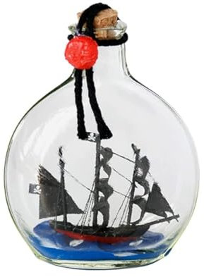AYUNJIE Velero en una Botella, Modelo de Barco Perla Negra en Botella de Vidrio, Modelo de Barco Artesanal de Botella Vertical pequeña, Regalo de cumpleaños de Navidad