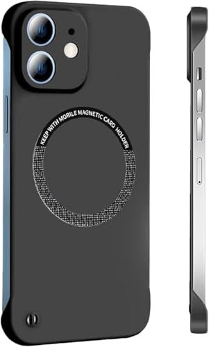 FAOMSEBS for iPhone 12 Mini Case MagSafe (Bare Metal Feel) [Rapid Heat Dissipation] [Strong Magnetic] Slim Borderless Case for iPhone 12 Mini Phone Case, MagSafe Cover 5.4'', 2020 Black