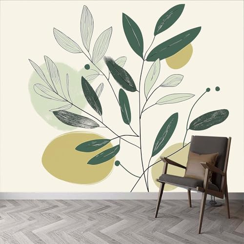 IHFMPFKJ Wandbilder Abstrakte Pflanze Olivenbaum Blätter Tapete, Pflanzenblätter Wandbild Dekorative Tapeten für Wohnzimmer Schlafzimmer Fototapete, 400 X 280 cm (B X H) Kunst Tapete 3D Effekt