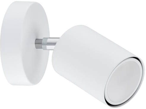 KAR LIGHTING Wandleuchte 1-flammig Weiß Rund – schwenkbarer Wandstrahler & LED Spotlampe aus Metall – GU10 Strahler für Flur, Wohnzimmer, Schlafzimmer – modern & LED geeignet