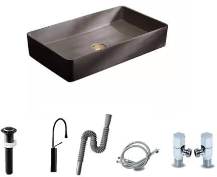 HPTHLY Lavabo sur Pied en Béton, Lavabo De Salle De Bain ...