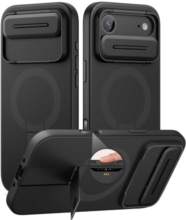 SURITCH Magnetisch hülle Kompatibel mit iPhone Air, Stoßfest Handyhülle Kratzfest Schutzhülle mit Kamera Steuertaste & Kameraabdeckung & verstellbarem Kickstand für iPhone 17 Air(schwarz)