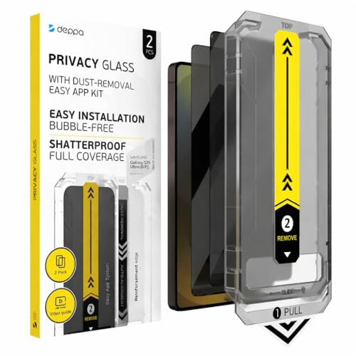 Deppa | Lot de 2 | Anti espion pour Samsung S26 Ultra (6.9') Verre Trempé avec Kit de pose facile | Anti-Poussière & Anti-Bulles | Résistant aux Chocs | Couverture Complète