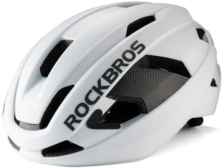 ROCKBROS Fahrradhelm Damen Herren, Rennradhelm mit 3D Grid Aufprallschutz, Leichter Carbon Seitenpanel Helm, 21 Belüftungsöffnungen Cityhelm, Abnehmbares Innenfutter, Magnetverschluss, 54–60 cm