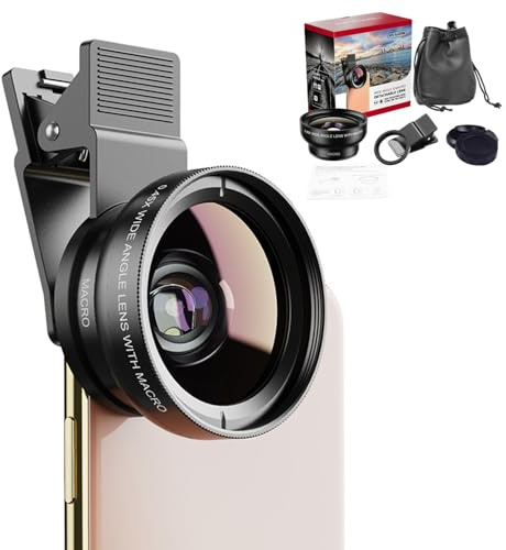 2-in-1 Universal Handy Kamera Objektiv, Universelles Telefonkamera-Objektiv-Set, 2-in-1 Kit 0,45x Weitwinkel 12,5X Makro Universal Clip, Makro Objektiv für Smartphone Fotografie und Reisen