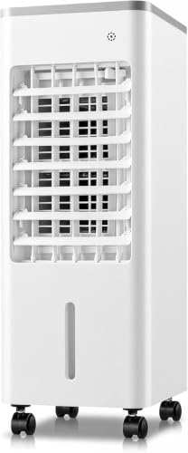Uaste Evaporative Air Cooler, 6L Evaporative Cooling Fan with Remote & 2 Ice Packs, 4-in-1 Hoseless Room Cooler with 3 Speeds, 7.5H Timer & 120° Oscillation, Air Cooler for Bedroom