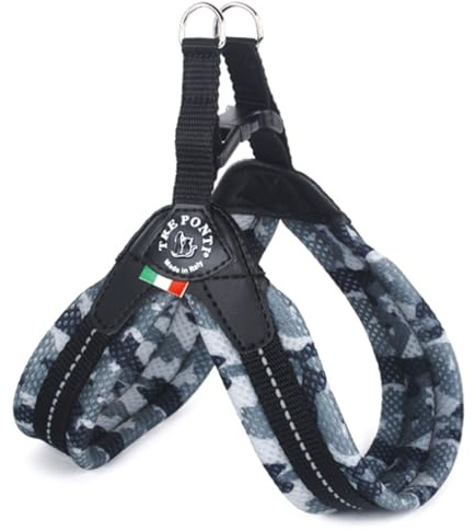 Tre Ponti Geschirr Easy Fit Soft Mesh mit Click Verschluss in div. Farben und Größen, Farbe:Camouflage grau, Größe:Gr 1.5/28-32cm / bis 4kg
