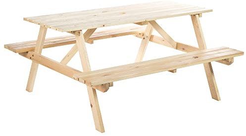 Outsunny 4 Seater Wooden Picnic Table Bench for Outdoor Garden or Patio with Parasol Cutout 180 cm