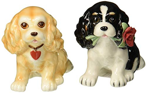 Cosmos Gifts 20761 Fine Porcelain Valentine Cocker Spaniel Dog Salt and Pepper Shakers Set, 3 H