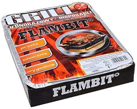 Flambit Einweggrill to go, mit Anzüghilfe, Holzkohle, Aluschale, 12er Pack (12 x Grill)