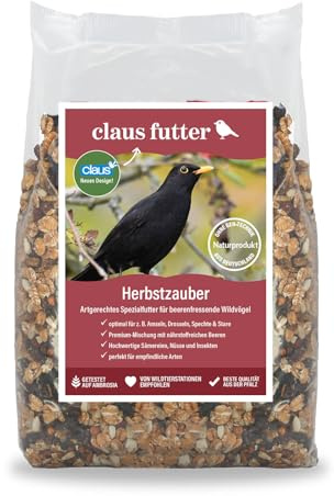 Claus Herbstzauber | 700 g | Premiumfutter für Beerenfresser mit 33 % Beerenanteil | Ganzjahresfutter für Amseln, Drosseln, Stare, Kleiber & Co. | Artgerechte Mischung