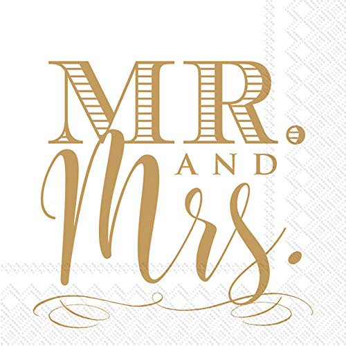 Boston International IHR C818309 Papierservietten, 3-lagig, 12,7 x 12,7 cm, Mr. and Mrs. Gold, C818309