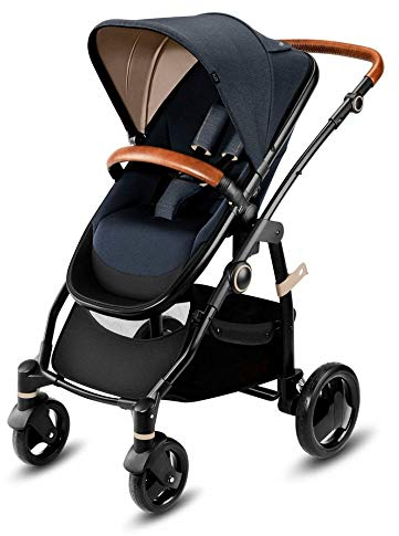 cbx Leotie Lux Kinderwagen mit umkehrbarem Luxus-Sitz, Leder-Akzenten und faltbarer Babytragetasche für Neugeborene, inkl. Regenschutz, ab Geburt bis 15 kg, jeansy blau