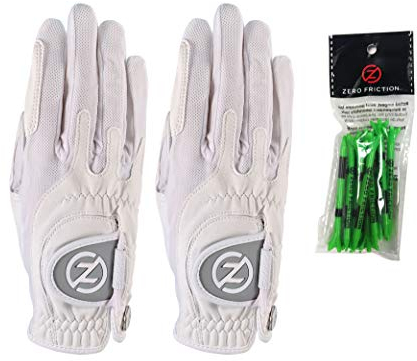 Zero Friction Damen Kompressions-Passform Synthetisch Rechte Hand Universal-Passform Golfhandschuh 2 Packung, Einheitsgröße, Weiß