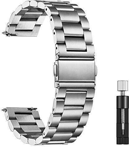 XIRUVE Uhrenarmband Edelstahl Schnellverschluss Ersatzband für Damen Herren 14-24MM (16mm, Silber)