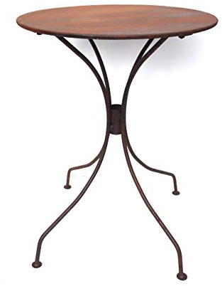 Hirsch Terracotta Tisch aus Metall Ø 55 cm stabil und massiv in Naturrost Rostoptik, Blumenhocker Beistelltisch Gartentisch rund in Rost