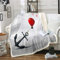Anker Dekor Wohndecke für Sofa Couch Red Hot Air Ballon Kuscheldecke Dekorative Nautische Flanell Fleecedecke Ozean Theme Couchdecke 220x240cm Couchdecke