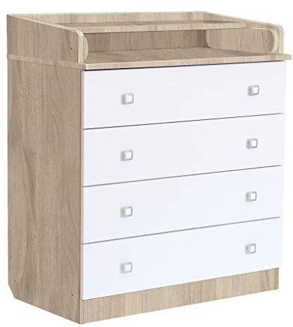 AVANTI TRENDSTORE - Elly - Fasciatoio in legno laminato con 4 cassetti spaziosi. Dimensioni LAP 80,4x91,7x48 cm (olmo/bianco)
