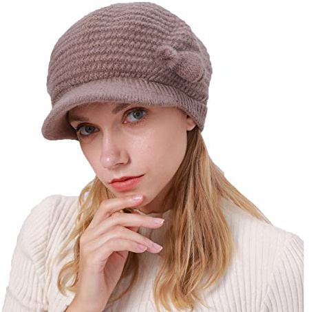 YAMEE Damen Winter Strickmütze Beanie Damen Wollmütze Warm Baskenmütze Gerippte Kappe Damen Winter Hüte