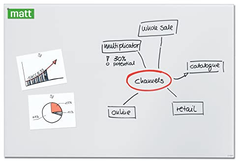 SIGEL GL520 Großes Premium Glas-Whiteboard 150x100 cm super-weiß, matt - nicht spiegelnd, SGS geprüft, einfache Montage, incl. 2 starke Magnete, Glas-Magnettafel Artverum