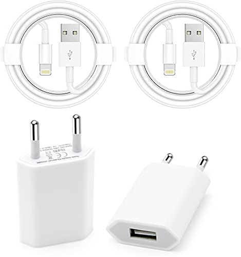 iPhone Chargeur et câble Lightning [3.3FT/2Pack] certifié Apple MFi USB Adaptateur de Prise Telephone Universel Compatible avec iPhone 12/SE/11/Xs/Max/XR/X/8/8 Plus/7/7 Plus/6/6S/6Plus/5S (Blanc)