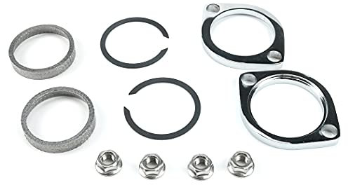 New Exhaust Flange Install Kit Pair Flanges Gaskets C-Clips Nuts Washers for Harley