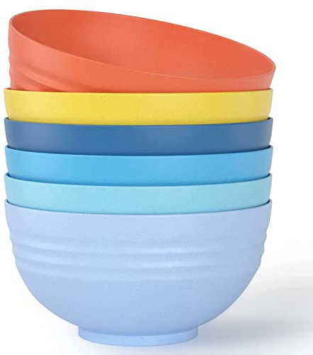 Homestockplus [Set of 6] Unbreakable Large Cereal Bowls,34 Oz Ramen Bowls BPA-Free Eco-Friendly Bowl Set for Cereal, Salad, Soup, Ramen,Oatmeal Apply to Kitchen, Dishwasher & Microwave Safe