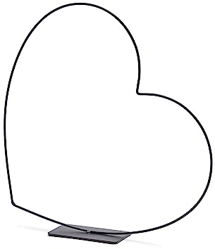 NaDeco Metallherz in Schwarz, liegend, mit Fuß, wählbar in Größen von 25-58cm | Metallring | Dekoring auf Fuß | Drahtring zum Basteln | Metallring für Wickeltechnik | Trockenblumen-Ring, Größe:30 cm