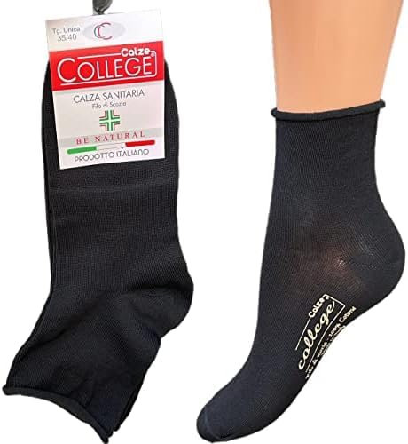 calze college®6 PAIA CALZINI UOMO SENZA ELASTICO IN PURO COTONE FILO DI SCOZIA ELASTICIZZATO 40-46 (Nero Basso)