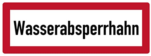 MBS-SIGNS® Aufkleber Brandschutzzeichen „Wasserabsperrhahn“ Hinweis Schild Folie selbstklebend ähnl. DIN 4066 | 297x105mm Made in Germany