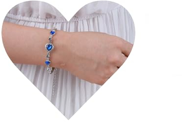 Yheakne Blaues Armband Vintage Saphir Herz Armband Saphir Silber Strass Kette Armband Cz Liebe Herz Hochzeit Armband Handkette Schmuck Für Frauen Und Mädchen