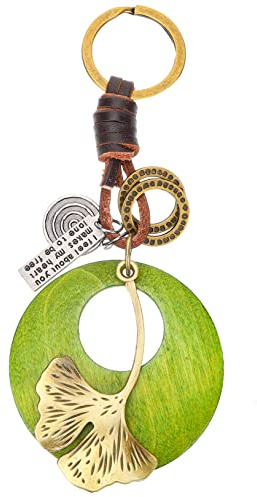 Amosfun Schlüsselanhänger Ginkgoblättern Herren Für Kette Anhänger Tasche Grün Muster Blatt Ringe Legierung Ginkgo Schlüsselanhänger Hängend Halter Mode Auto Tropisch Schlüsselanhänger Für Paare