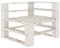 KIPPOT Gartenbank Parkbank Gartenmöbel Stahlrahmen, Garten-Paletten-Ecksofa Holz Weiß witterungsbeständig Robust für Terrasse Balkon Weiß