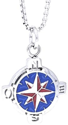 amorili Collana Uomo Rosa dei Venti in Acciaio Inossidabile | Pendente Bussola Nautica | Catena Regolabile Fino a 50 cm | Gioiello Regalo Elegante Stile Marina Militare (h)