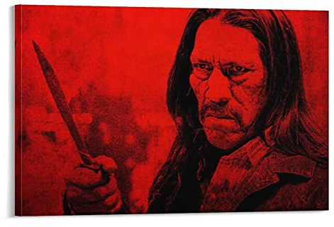 IKONYA Leinwand Druck Poster Senza Cornice Danny Trejo film capelli lunghi Machete (film) uomini poster rosso 60X90cm
