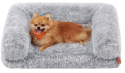 Feandrea FluffyHug Hundebett, Hundekissen Größe M, Hundematte für Miniaturhunde, kleine Hunde, Hundesofa Noppenschaumstoff, Bezug abnehmbar und waschbar, 76 x 58 x 23 cm, Ombré-Grau PGW231G01