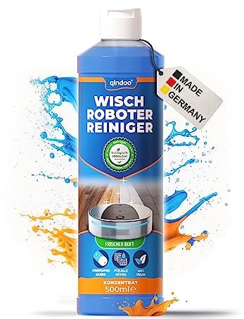 Qindoo Wischroboter Reinigungsmittel Bodenreiniger für Saugwischer, Konzentrat 1:100 Qindoo streifenfreier Reiniger Fliesen, Laminat, Steinböden, Vinyl, Parkett, schnelltrocknend schaumarm (500 ml)