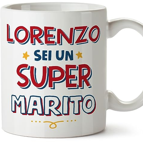 Mugffins Tazza Personalizzata in ceramica per MARITO 11 oz / 350 ml - In italiano - Sei Super - Idea regalo per compleanno, anniversario, natale