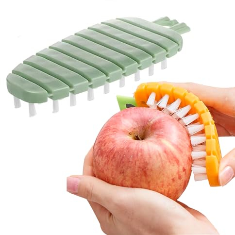 TECKI 2 Pieces Brosse À Légumes Courbée, Pinceau À Fruits, Brosse À Pommes De Terre, Brosses de Nettoyage de Légumes et Fruits, Ustensiles de Cuisine,Enlever La Saleté de La Peau des Fruits